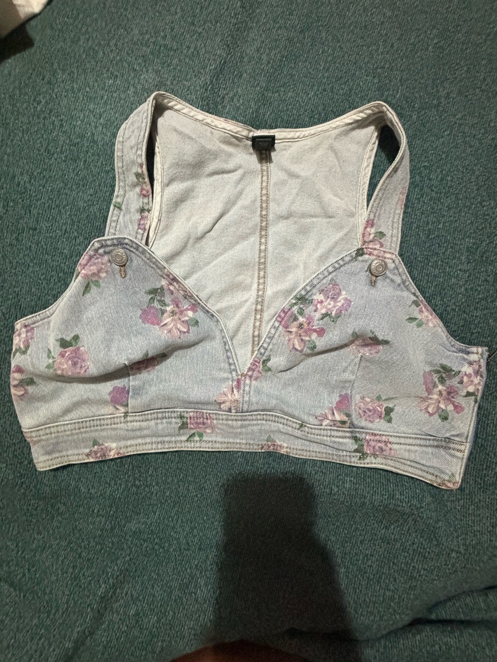 Wild Fable Floral Blue denim Crop Top Size Large
